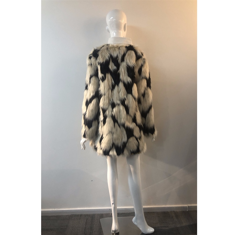 LADIES 'ZEBRA PRINT FUR COAT RLWF0003