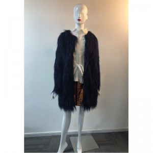 LADIES 'NAVY NECKLESS FUR COAT RLWF0007