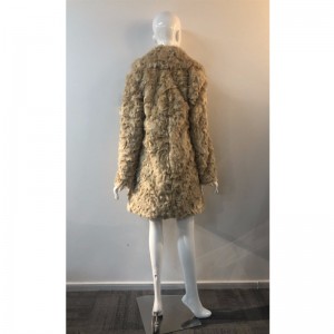 LADIES 'BEIGE LONG FUR COAT RLWF0008