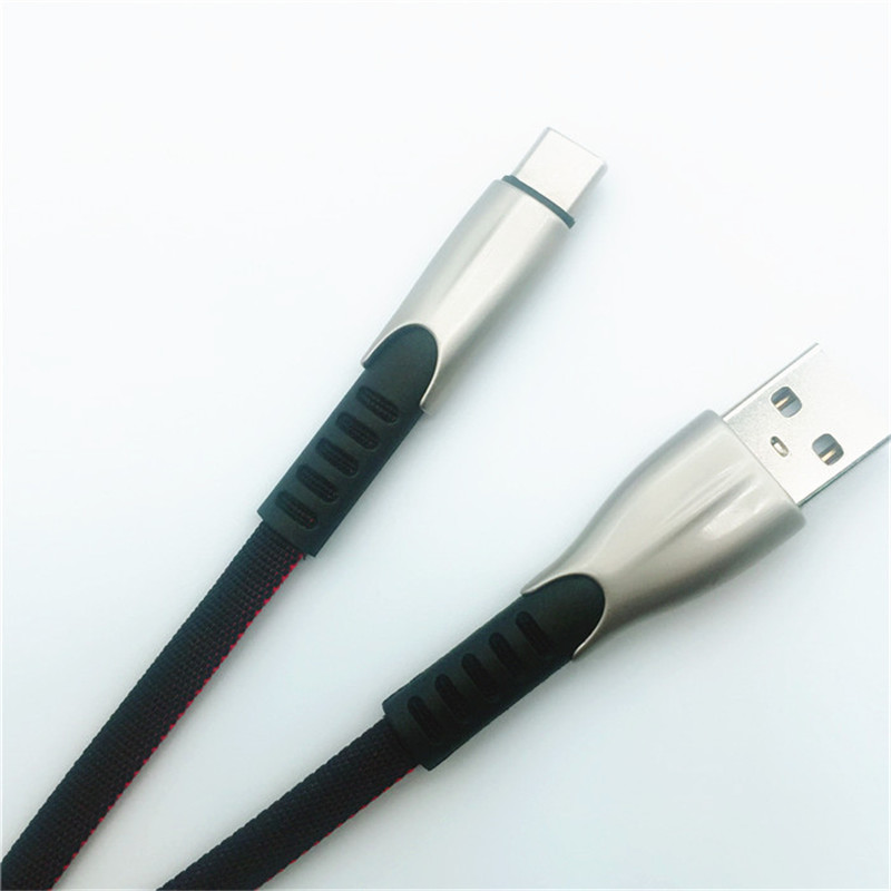 KPS-1001CB Micro Přenosný 1m 2A slitina zinku Slitina propletení micro USB kabelem