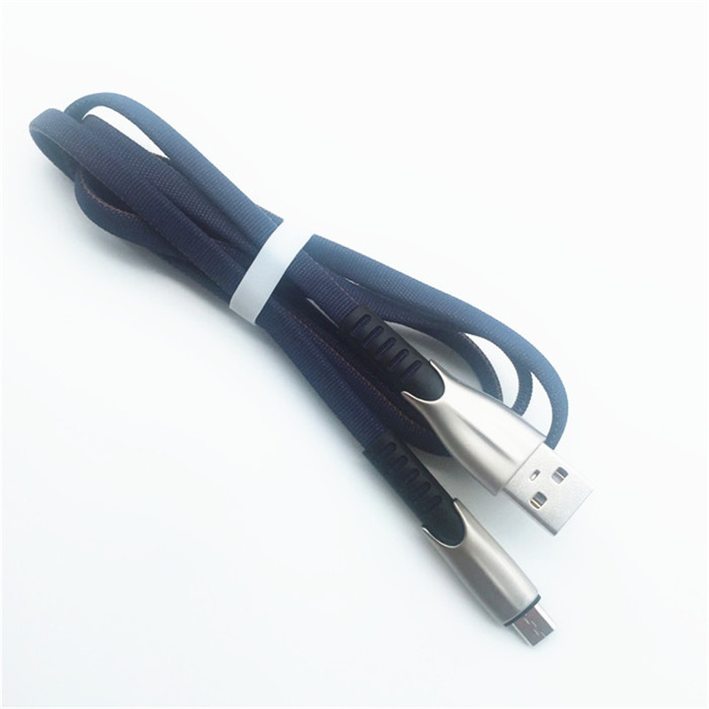 KPS-1001CB Micro Přenosný 1m 2A slitina zinku Slitina propletení micro USB kabelem