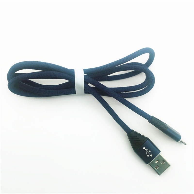 KPS-1004CB 8pin Vysoce kvalitní 1M 2,2A bavlněná tkanina pro rychlé nabíjení datového kabelu USB