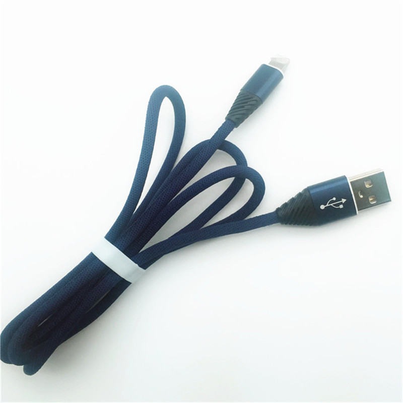 KPS-1004CB 8pin Vysoce kvalitní 1M 2,2A bavlněná tkanina pro rychlé nabíjení datového kabelu USB