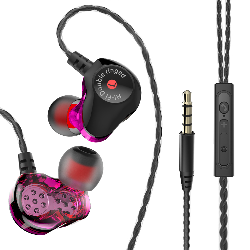 Módní design Dual Driver Earhook Stereo kabelové sluchátka