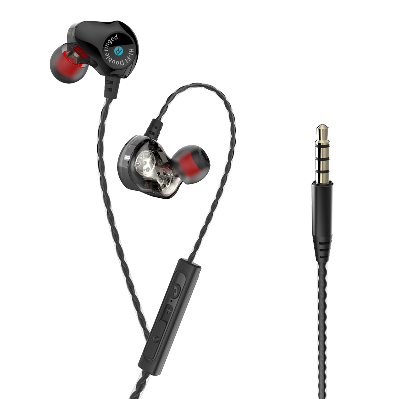 Módní design Dual Driver Earhook Stereo kabelové sluchátka