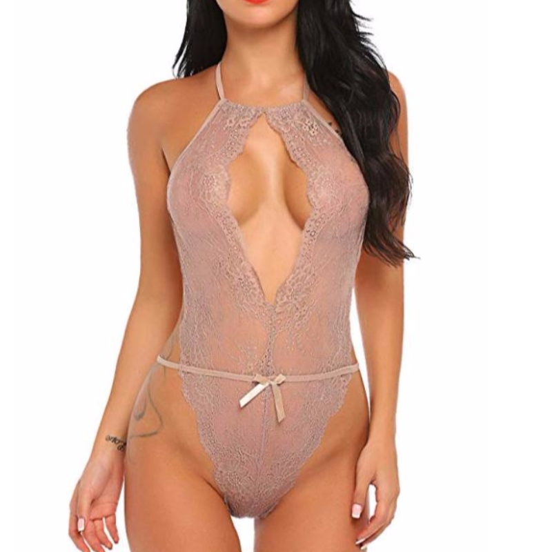 Sexy spodní prádlo pro ženy Teddy One Piece Lace Babydoll Bodysuit Několik barev k dispozici Rose-team