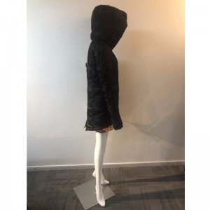 LADIES 'BLACK HOODED COAT RLWPC0036