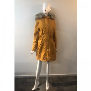LADIES 'YELLOW HOODED COAT RLWPC0041