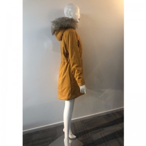LADIES 'YELLOW HOODED COAT RLWPC0041