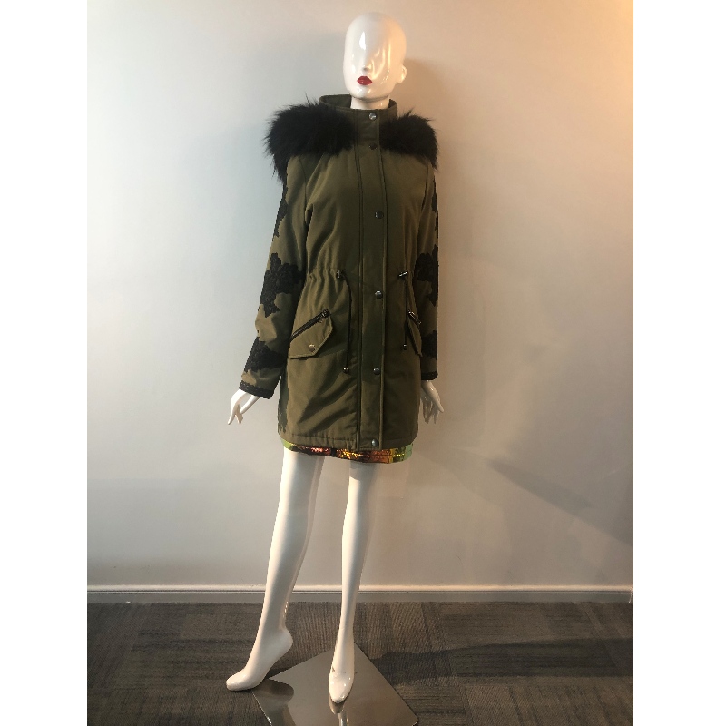LADIES 'KHAKI HOODED COAT RLWPC0047