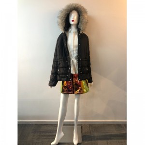 LADIES 'BLACK HOODED COAT RLWPC0060