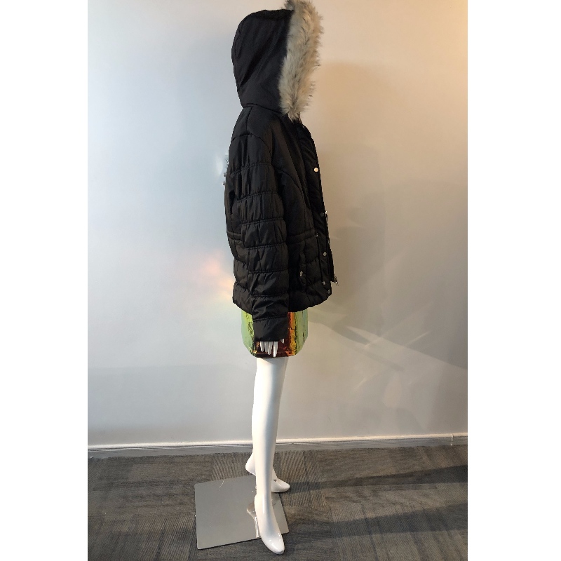 LADIES 'BLACK HOODED COAT RLWPC0060
