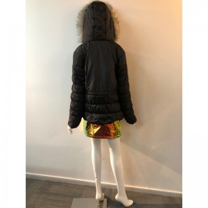 LADIES 'BLACK HOODED COAT RLWPC0060