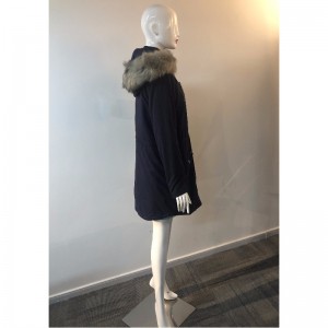 LADIES 'BLACK HOODED COAT RLWPC0076