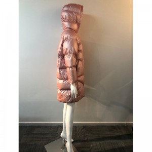 LADIES 'LONGLINE PUFFER COAT V PINK RLWPC0081