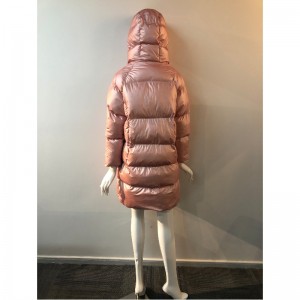LADIES 'LONGLINE PUFFER COAT V PINK RLWPC0081