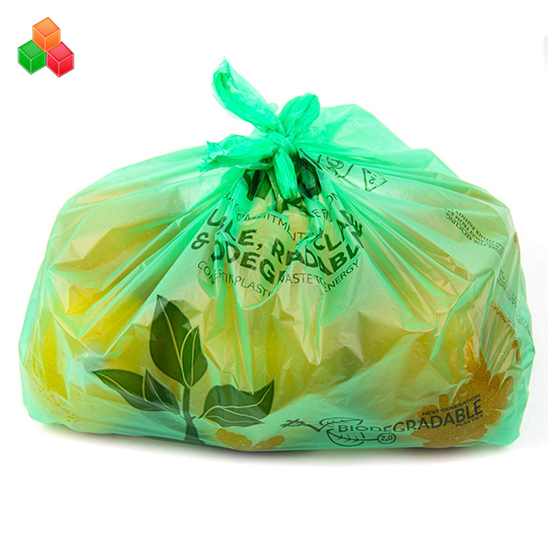 Propagace na zakázku logo barevné netoxické 100% kompostovatelné biologicky rozložitelné pe ​​+ d2w plastové odpadky odpadky nákupní taška role