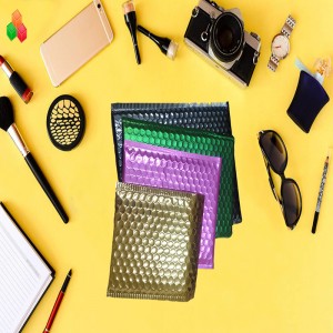 Polstrované plastové poštovní tašky přizpůsobené OEM, potištěné hliníkové vzduchové bubliny, poštovní vak, bezpečnostní nárazuvzdorné balení bublinové obálky