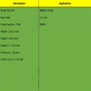 Brzdové destičky (OE: 34 21 6 775 346)