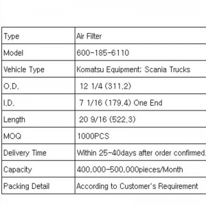 Filtr vzduchu (600 -185 -6110)