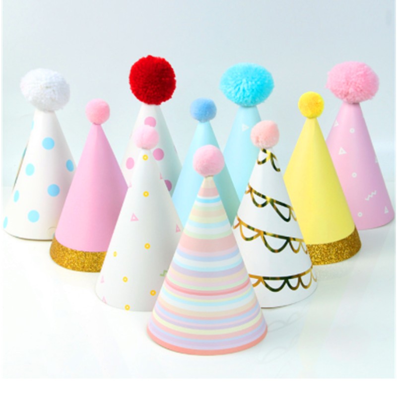 Šťastný Nový rok Fotil Fringe Cone Hats Paper s Glitter