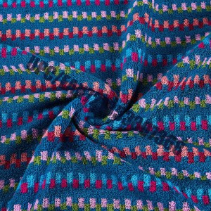 JMD TEXTILE Rychleschnoucí 100% bavlna, Little Bear Cartoon výšivka, Vícebarevné barvené žakárové koupelnové sady ručníků, 6dílná sada (modrá)