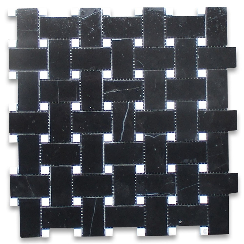 Nero marquina 1x3 rybí mozaiková dlaždice leštěná