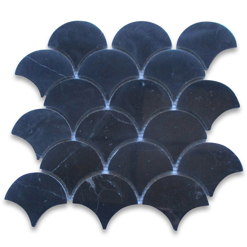 Nero marquina 1x3 rybí mozaiková dlaždice leštěná
