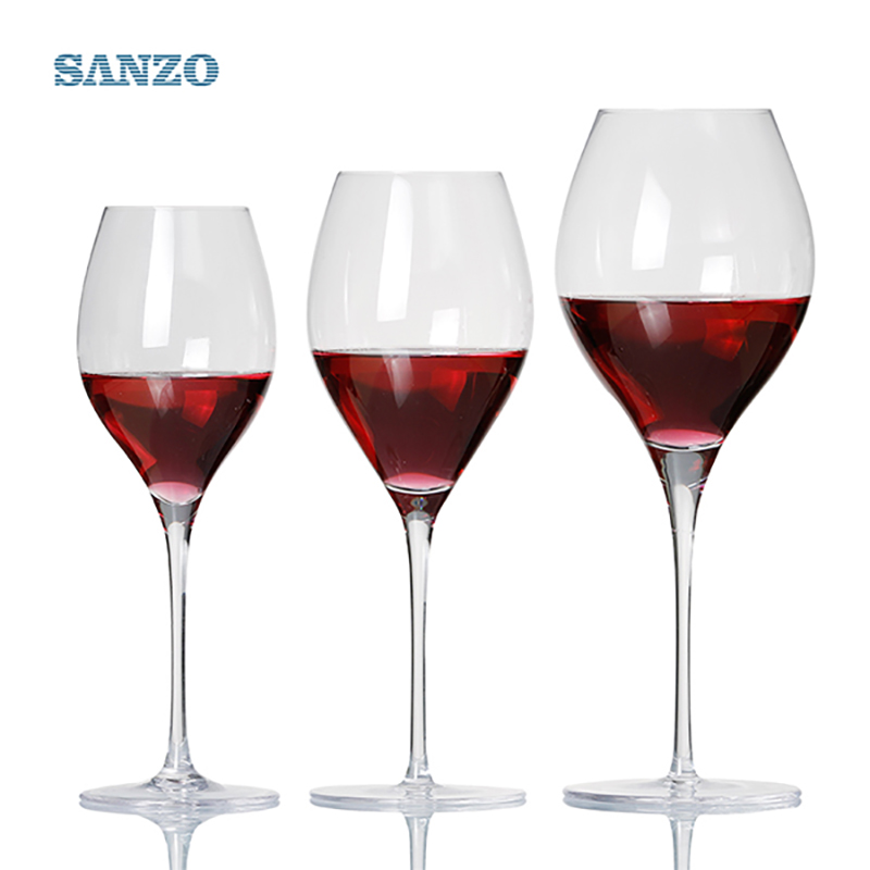 SANZO Black Stem Lismore Balon Wine Wine Handmade Olovo křišťálově ryté brýle Husté brýle