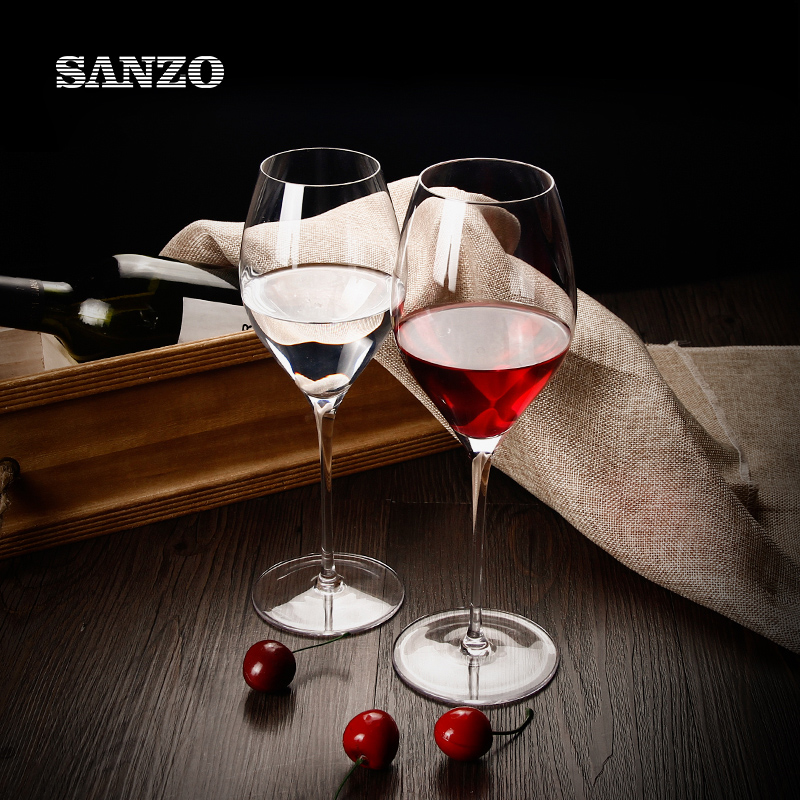 SANZO černé červené víno sklo ručně vyráběné olovo křišťálově modré barevné stonkové brýle tepelné brýle