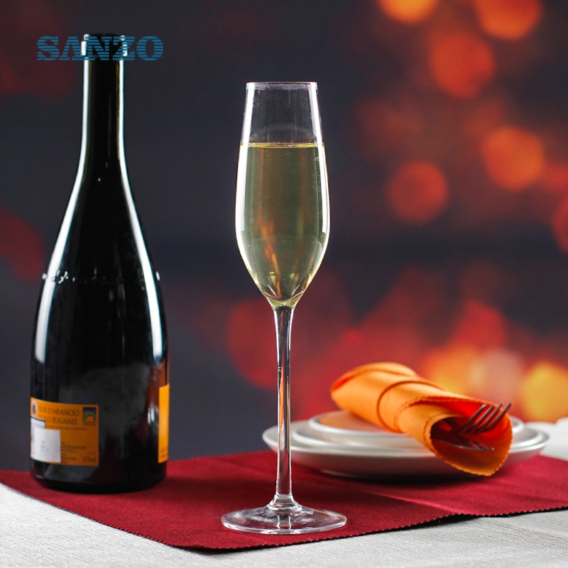 SANZO Blue Stem Champagne Flétna na míru Ručně vyráběné skleničky na šampaňské Propagační horké prodeje Levné šampaňské flétny
