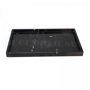 Vysoce kvalitní černý obdélníkový mramorový servírovací podnos
