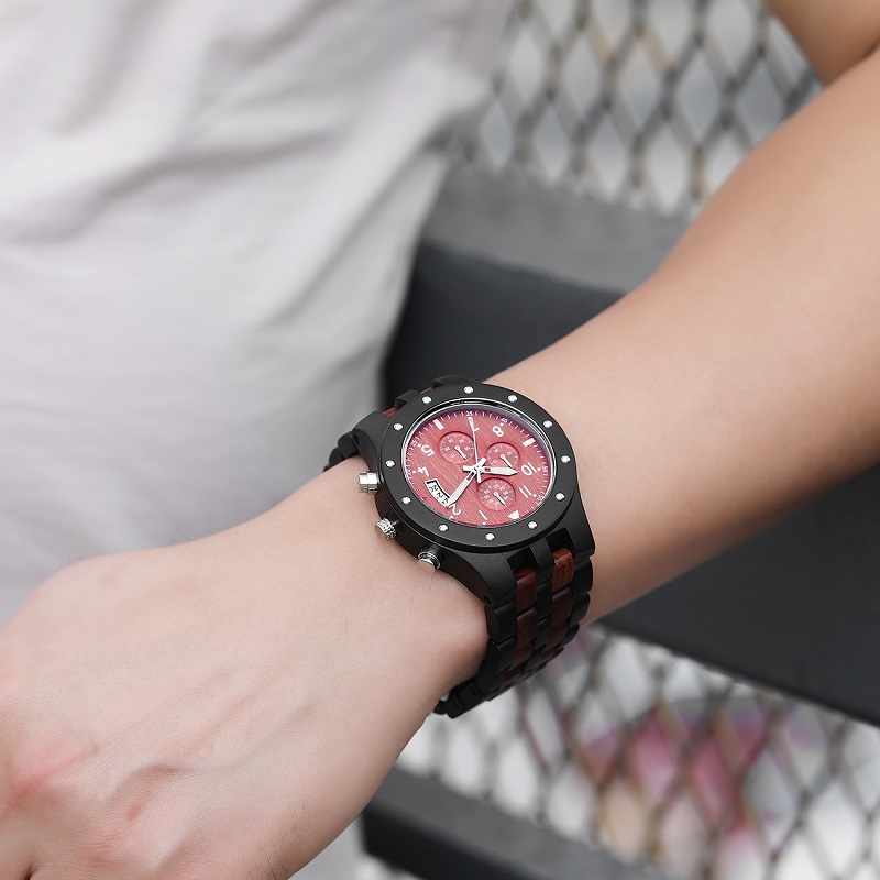 Dřevěné hodinky Muži Ženy Automatické Náramkové hodinky Dřevěné Kovové Vyvážení Kola Hodiny Relogio