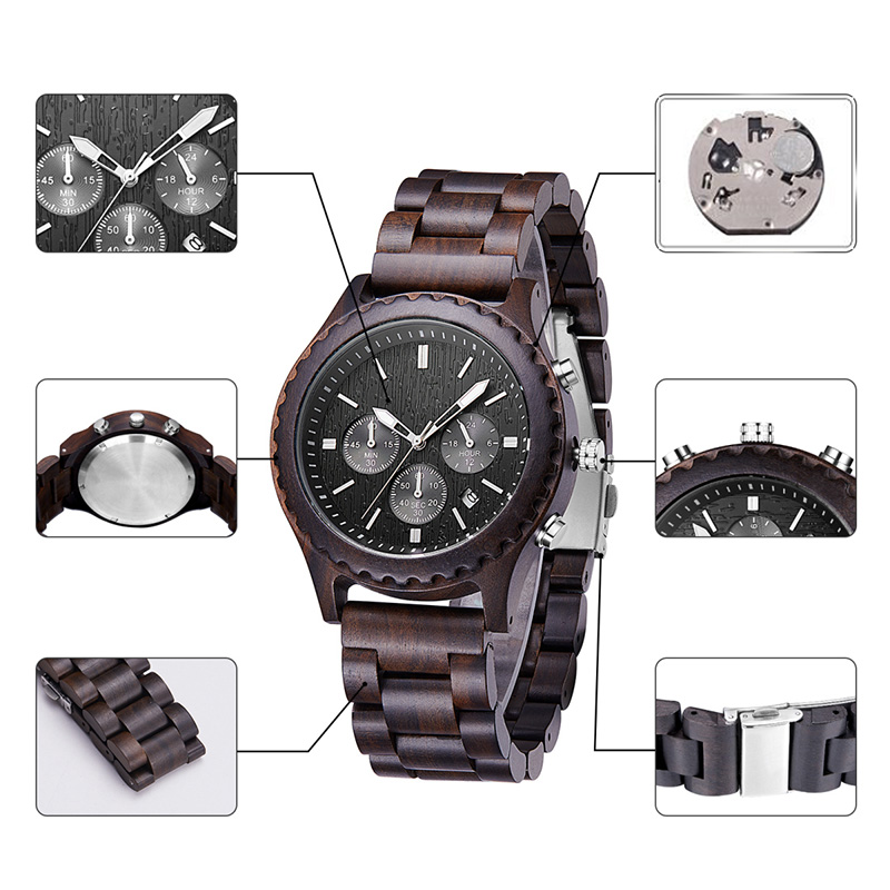 Luxusní dárky Módní dřevěné hodinky Muži příležitostné vojenské mužské hodiny