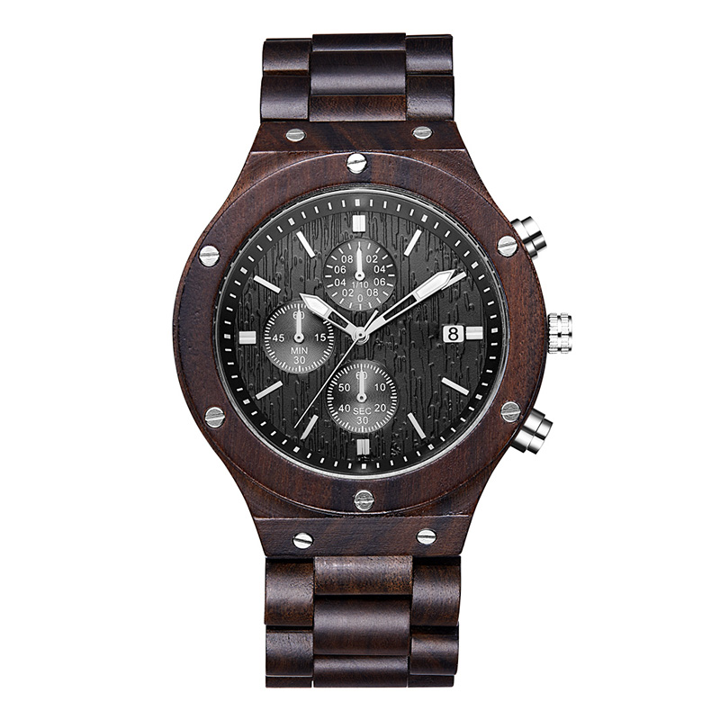 Špičkový butik pro volný čas Unisex DIY Natural Men Women Black Sandal Wood Watch