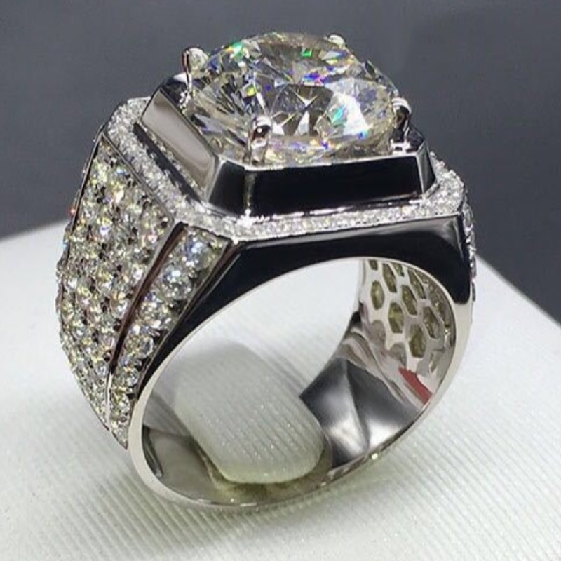 Pánské prsteny krychlové zirkony pánské zásnubní prsteny 925 mincovních stříbrných slibných prstenů pro pánské pánské snubní prsteny