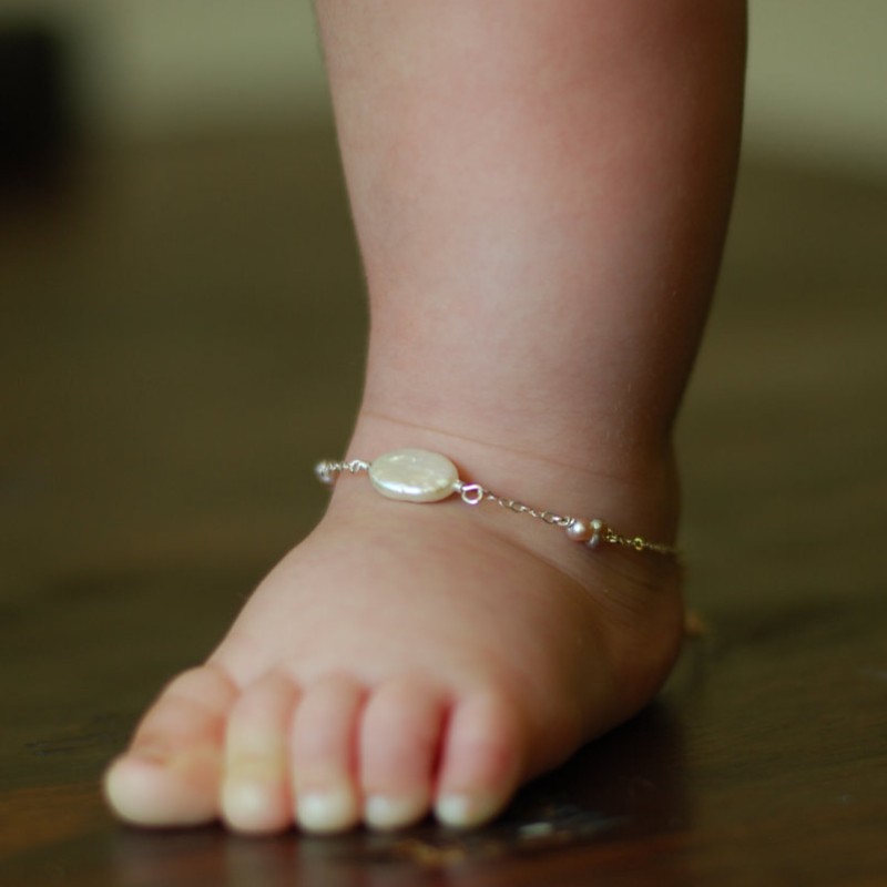 Dětské šperky dětské dárkové dětské řetězy na nohy 925 šterlinků stříbrné dětské kotníkové náramky kámen