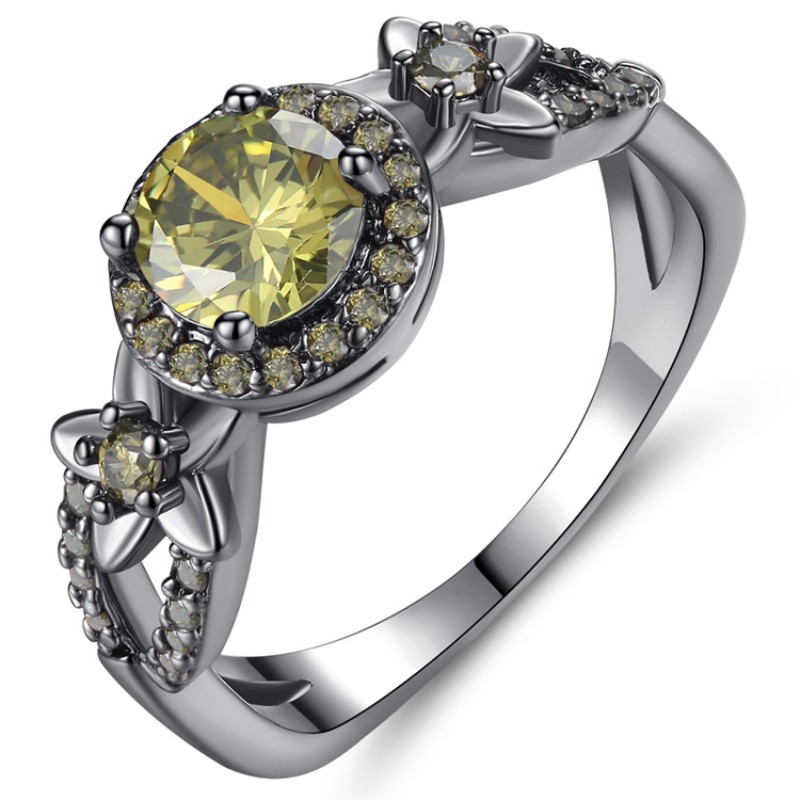 Prsteny z černého zlata dámské prsteny ametyst žluté rubínové granátové prsteny 925 šterlinků stříbrné platinové bílé zlato prsteny kámen šperky