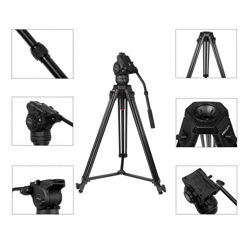 KINGJOY 3 sekční profesionální stativ pro videorekordéry VT-2100L s tlumicí hlavicí VT-3550 pro videokameru