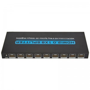 V2.0 HDMI 1x8 Splitter podporuje 3D Ultra HD 4Kx2K při 60 Hz HDCP2.2