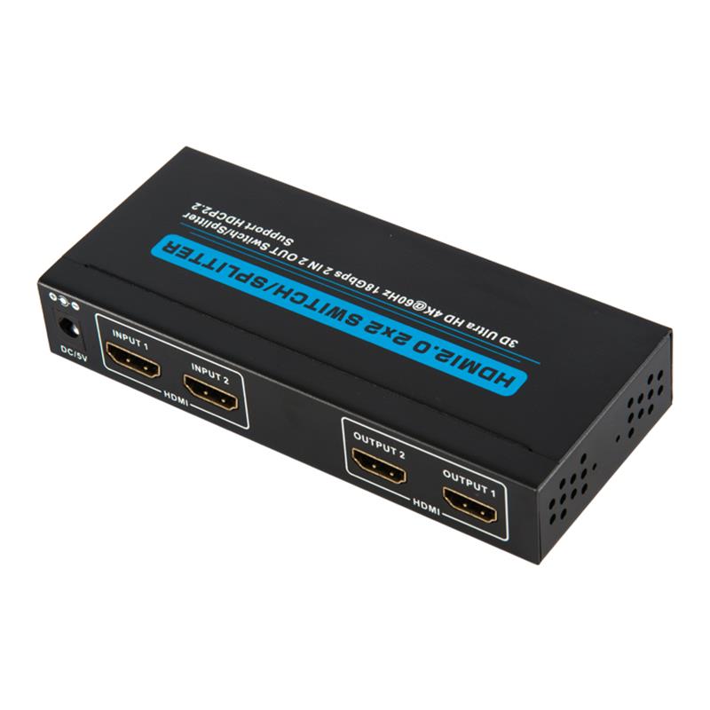 V2.0 HDMI 2x2 Switch / Splitter Podpora 3D Ultra HD 4Kx2K @ 60 Hz HDCP2.2