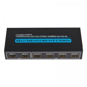 V2.0 HDMI 2x4 Switch \/ Splitter Podpora 3D Ultra HD 4Kx2K @ 60 Hz HDCP2.2