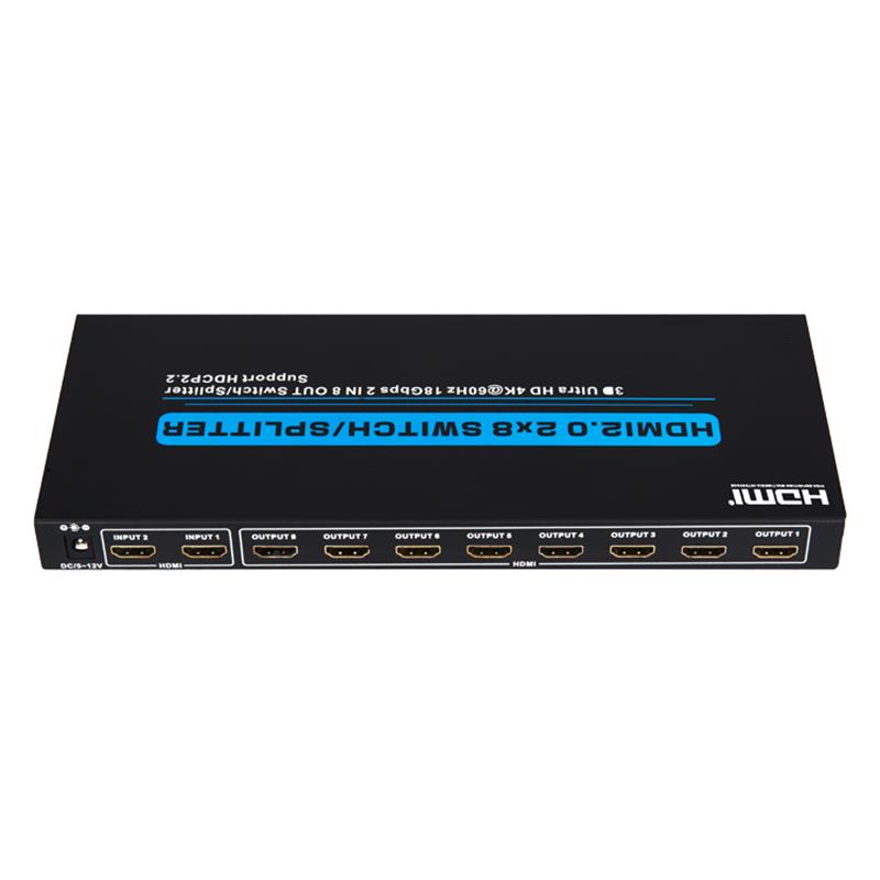 V2.0 HDMI 2x8 Switch / Splitter Podpora 3D Ultra HD 4Kx2K @ 60 Hz HDCP2.2