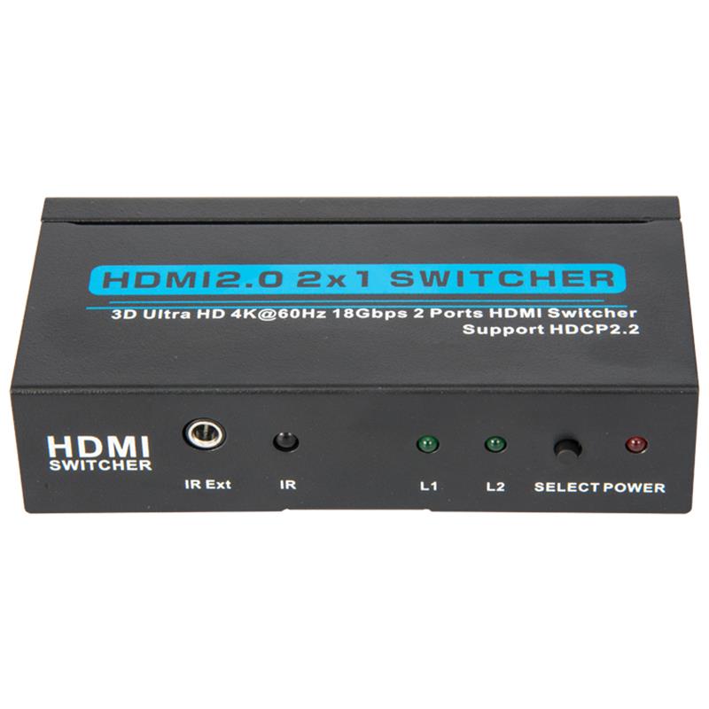 Přepínač V2.0 HDMI 2x1 podporuje 3D Ultra HD 4Kx2K při 60 Hz HDCP2.2