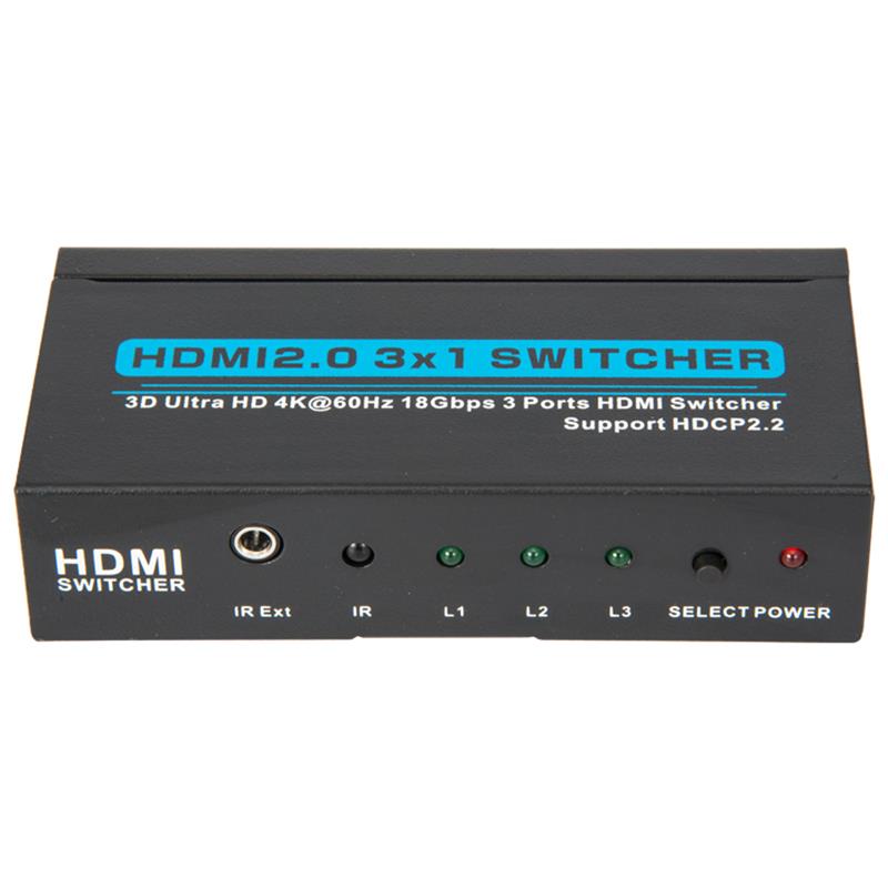 V2.0 HDMI 3x1 přepínač podporuje 3D Ultra HD 4Kx2K @ 60 Hz HDCP2.2