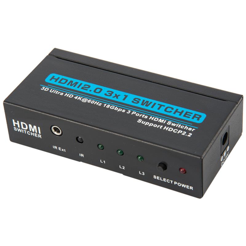V2.0 HDMI 3x1 přepínač podporuje 3D Ultra HD 4Kx2K @ 60 Hz HDCP2.2