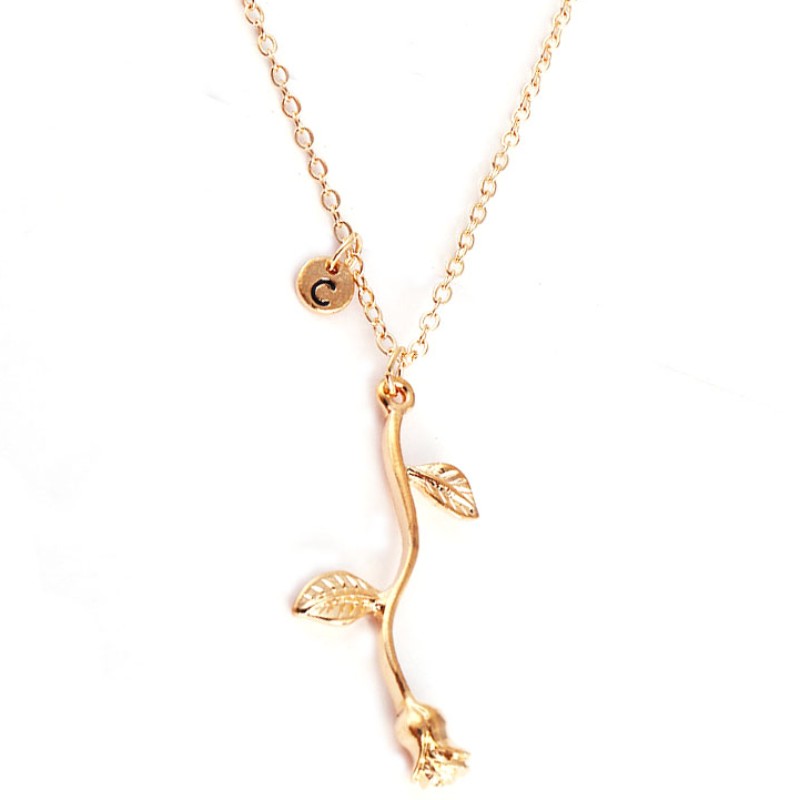 ROSE GOLD ROSE PENDANT GEMSTONE NECKLACE ŽENY NECKLACE 925 STERLING SILVER
