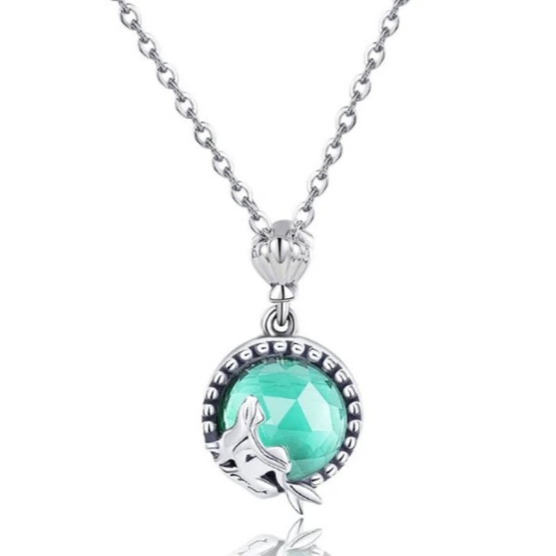 Mermaid přívěsek 925 mincovní stříbro náhrdelník pro ženy drahokam náhrobek náhrdelník