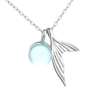 Náhrdelník s přívěskem mořské panny oceánově modrý náhrdelník 925 mincovní stříbro