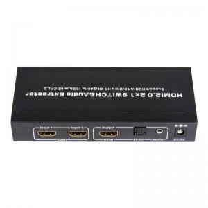Podpora přepínačů V2.0 HDMI 2x1 a audio extraktorů ARC Ultra HD 4Kx2K @ 60 Hz HDCP2.2 18 Gb \/ s